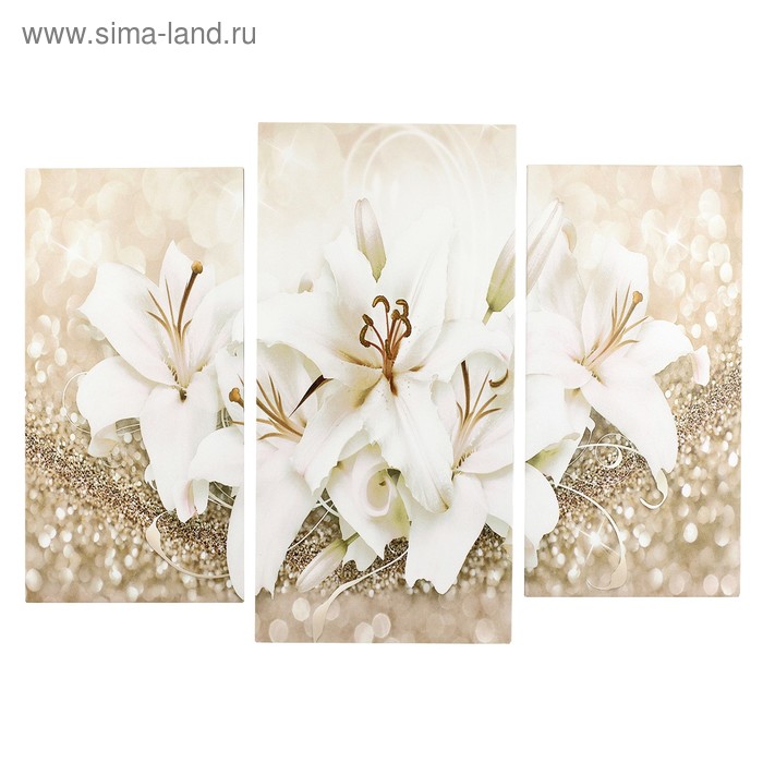 Модульная картина "Белые лилии" (2-25х50, 30х60см) 60х80 см - Фото 1