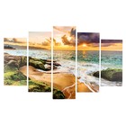Модульная картина "Закат на берегу моря" (2-25х50, 2-25х67, 25х80 см) 80х140 см - фото 8901153