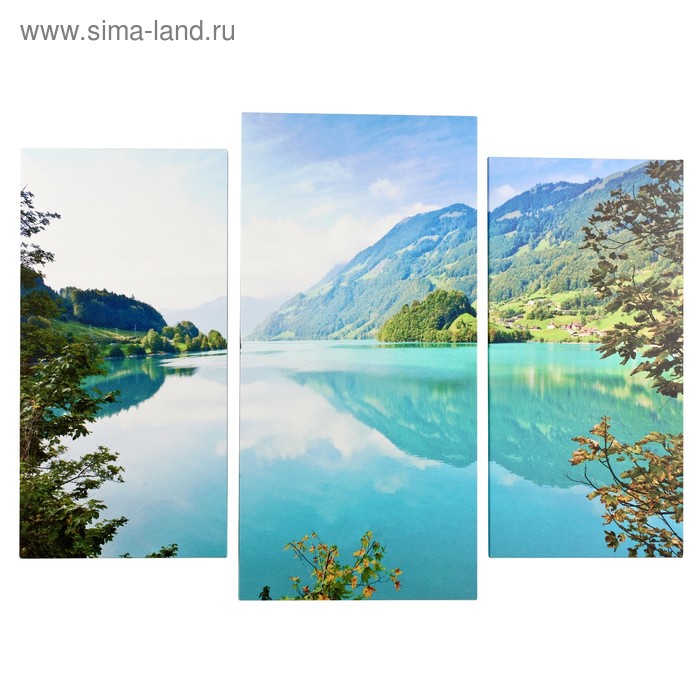 Картина модульная на подрамнике  "Горное озеро" (2-25х50, 30х60см) 80х60 см - Фото 1