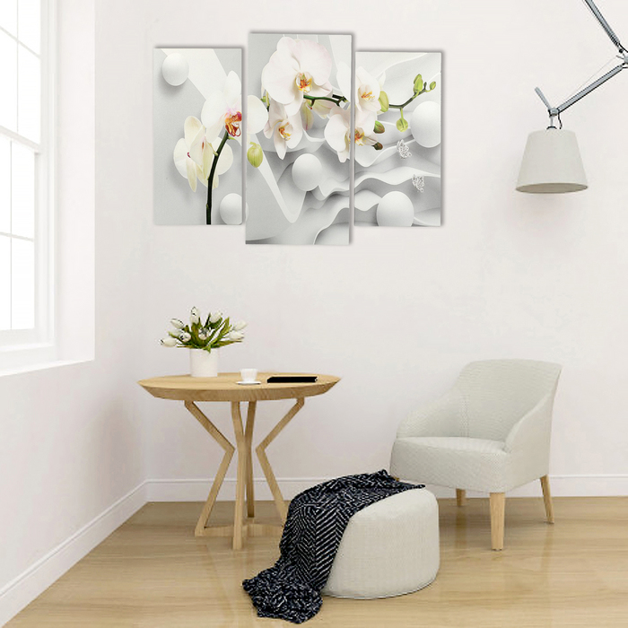 Картина модульная на подрамнике "Ветка Орхидеи" (2-25х50, 30х60 см) 80х60 см - фото 1893832451