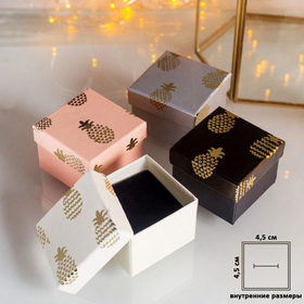 Коробочка подарочная под кольцо «Ананасы» 5×5, цвет МИКС (комплект 6 шт)
