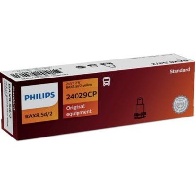 Лампа автомобильная Philips Yellow, BAX, 24 В, 1.2 Вт, (BAX8,5d/2), 24029CP