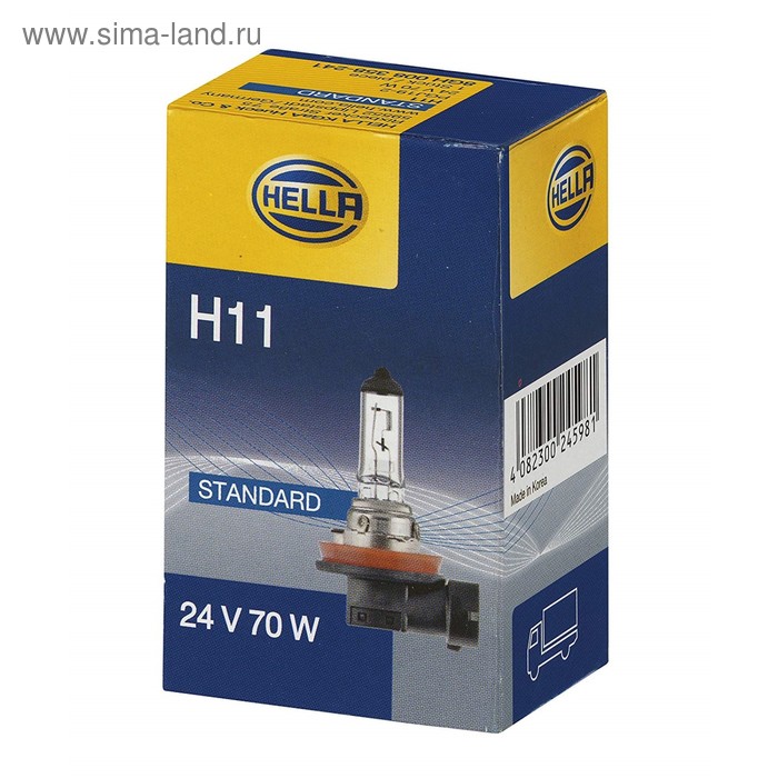 Лампа автомобильная Hella, H11, 24 В, 70 Вт, 8GH 008 358-241 - Фото 1