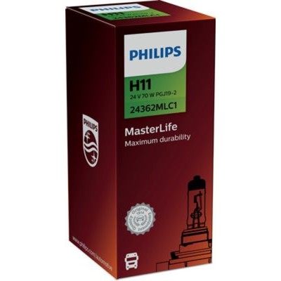 Лампа автомобильная Philips MasterLife, H11, 24 В, 70 Вт, 24362MLC1