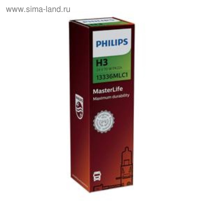 Лампа автомобильная Philips MasterLife, H3, 24 В, 70 Вт, 13336MLC1 - Фото 1