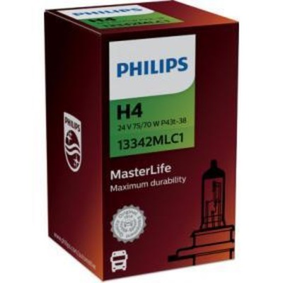 Лампа автомобильная Philips MasterLife, H4, 24 В, 75/70 Вт, 13342MLC1
