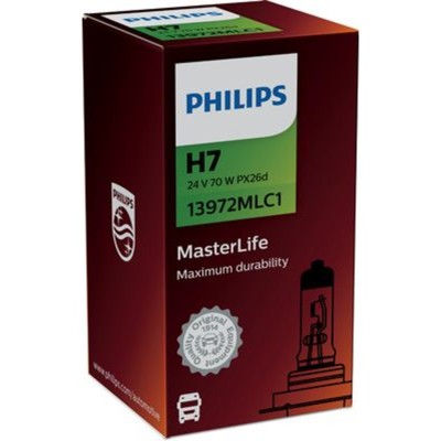 Лампа автомобильная Philips MasterLife, H7, 24 В, 70 Вт, 13972MLC1