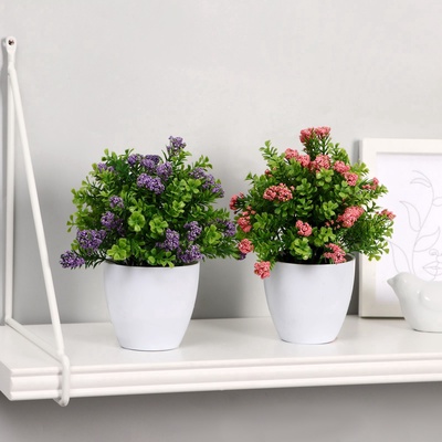 Искусственный цветок в горшке «Озотамнус в листве», 8×16 см, МИКС