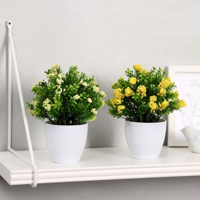 Искусственный цветок в горшке «Озотамнус в листве», 8×16 см, МИКС