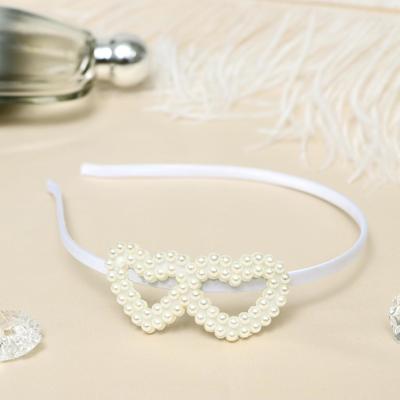 Ободок для волос «Бланш», сердечки, 0.5 см, белый