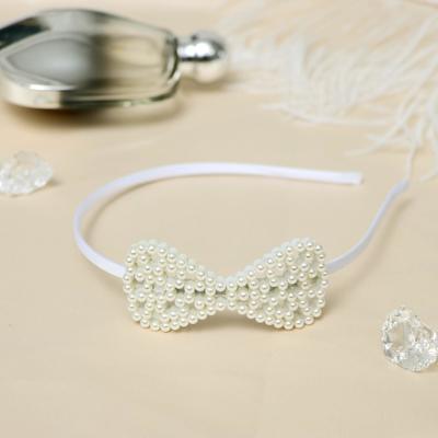 Ободок для волос «Бланш», бантик, 0.5 см, белый