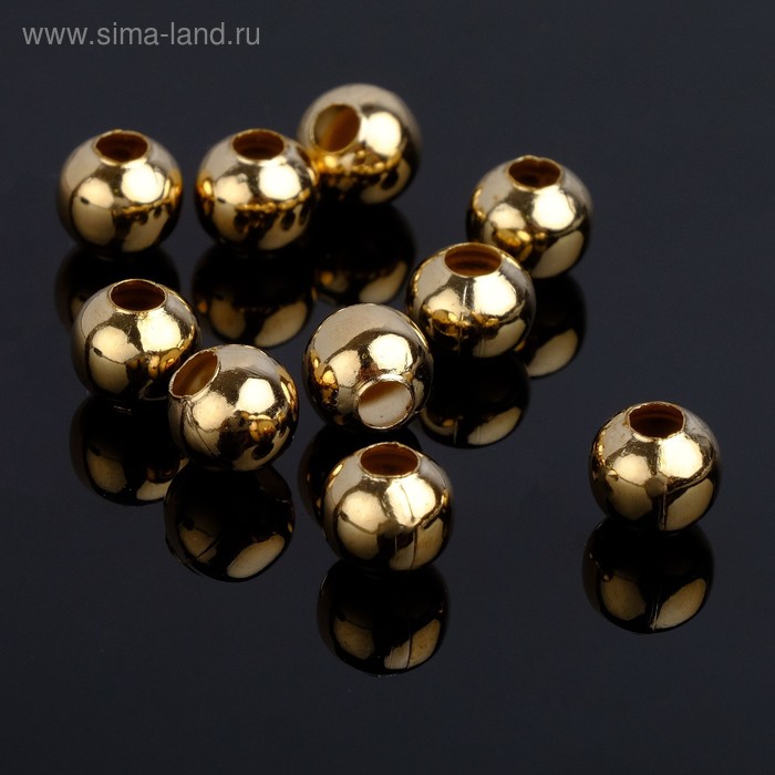 Кримп (зажимная бусина) СМ-374 (набор 10шт), 8мм, цвет золото - Фото 1
