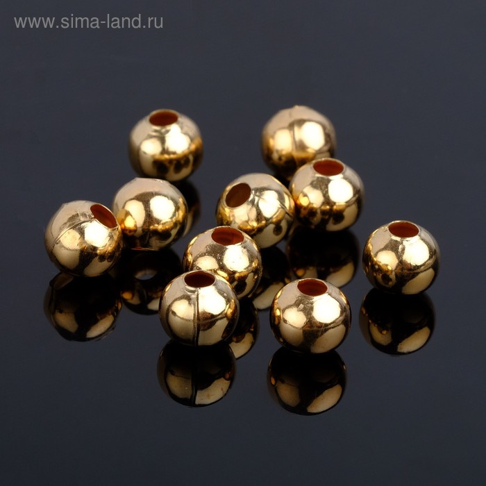 Кримп (зажимная бусина) СМ-375 (набор 10шт), 10мм, цвет золото - Фото 1