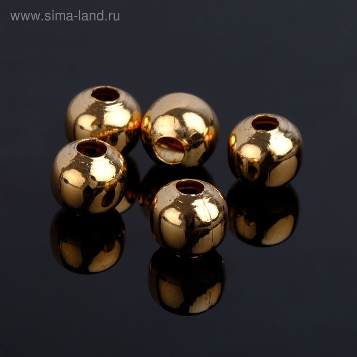 Кримп (зажимная бусина) СМ-376 (набор 5шт), 12мм, цвет золото - Фото 1