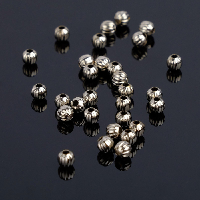 Кримп (зажимная бусина) СМ-380 (набор 30 шт.), 4 мм, цвет серебро - Фото 1