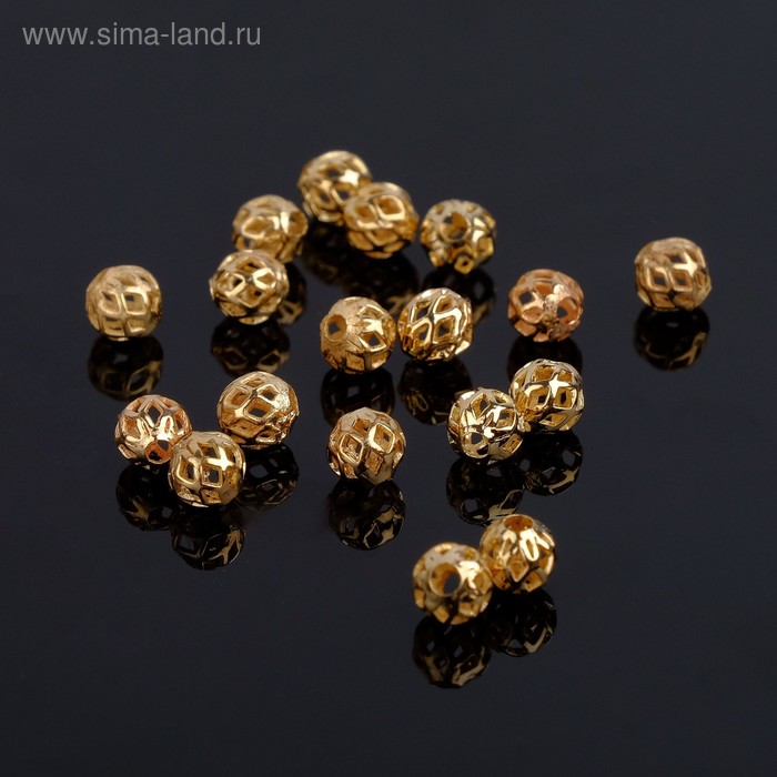 Кримп (зажимная бусина) СМ-394 (набор 20шт), 5мм, цвет золото - Фото 1