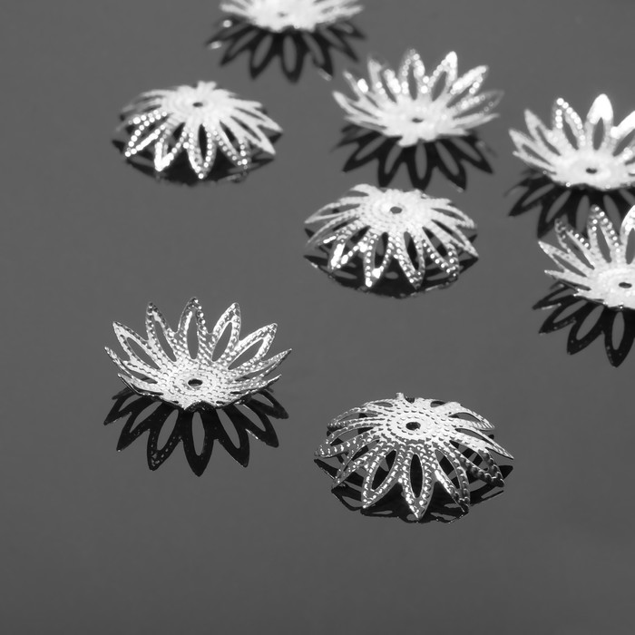 Шапочки для бусин (набор 10 шт.) СМ-034, 5×17 мм, цвет серебро - Фото 1