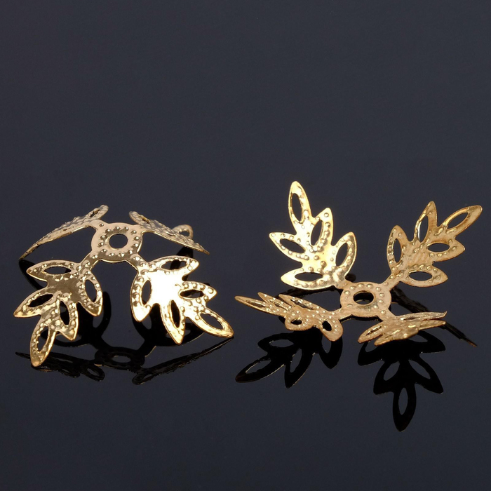 Шапочки для бусин (набор 10 шт.) СМ-047, 2×23 мм, цвет золото - Фото 1