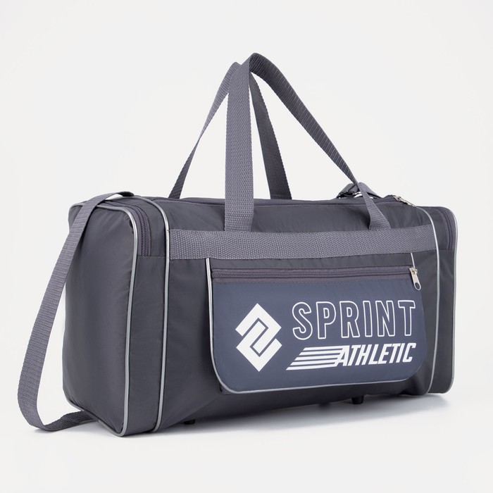 Сумка спортивная мужская на молнии, 3 наружных кармана, средний размер, цвет серый - Фото 1