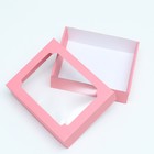 Коробка сборная без печати крышка-дно красная с окном 18 х 15 х 5 см - Фото 4