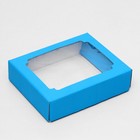 Коробка сборная, крышка-дно, с окном, голубая, МИКС голубого, 18 х 15 х 5 см - Фото 3