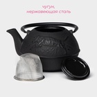 Чайник Доляна «Чёрный тигр», 700 мл, с ситом, эмалированное покрытие внутри, индукция, чугун, чёрный - Фото 2