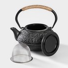Чайник чугунный Доляна «Хрома», 800 мл, с ситом, эмалированное покрытие внутри, цвет серый - фото 4599392