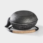 Чайник чугунный Доляна «Хрома», 800 мл, с ситом, эмалированное покрытие внутри, цвет серый - фото 4599394