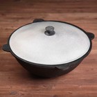 УЦЕНКА Казан чугунный, 8 л, плоское дно, алюминиевая крышка - Фото 2