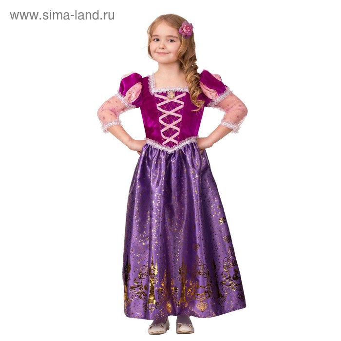 Карнавальный костюм «Принцесса Рапунцель», текстиль-принт, платье, брошь, заколка, р. 32, рост 128 см