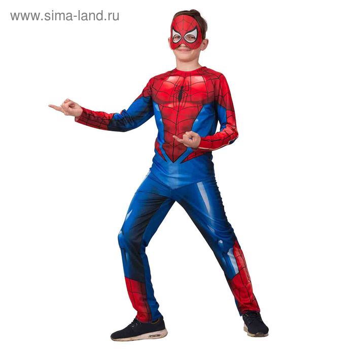 Карнавальный костюм «Человек-паук», куртка, брюки, головной убор, р.32, рост 122 см - Фото 1