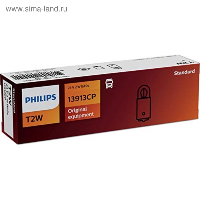 Лампа автомобильная Philips, T2W, 24 В, 2 Вт, 13913CP - Фото 1