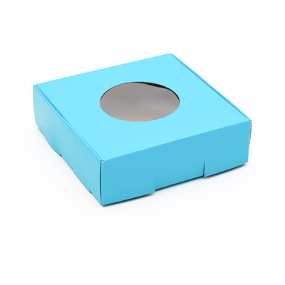 Коробка для печенья, с окном, голубая, 10 х 10 х 3 см