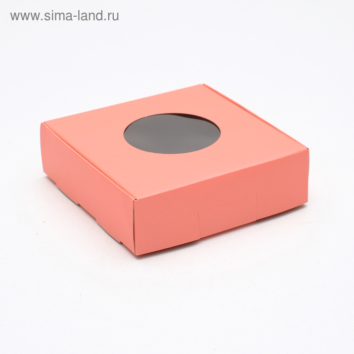 Коробка для печенья, с окном, розовая, 10 х 10 х 3 см - Фото 1