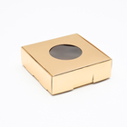 Коробка для печенья, с окном, золотая, 10 х 10 х 3 см - Фото 1