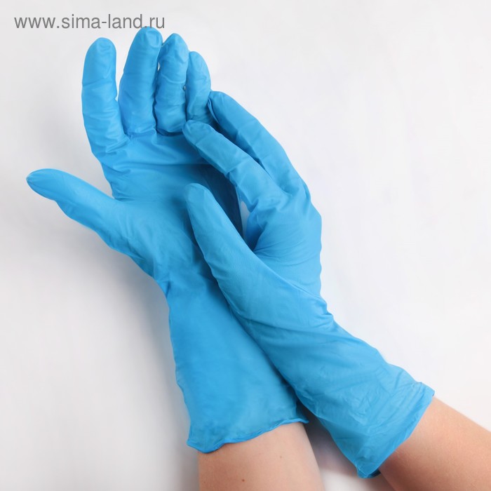 Перчатки нитриловые, усиленные, с удлиненной манжетой A.D.M. «Усиленные +», размер M, 50 шт/уп, 15 г - Фото 1