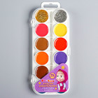 Акварель 22 цвета + 2 цвета с блёстками (золото, серебро), «Маша и Медведь», карамельная, без кисти - Фото 1