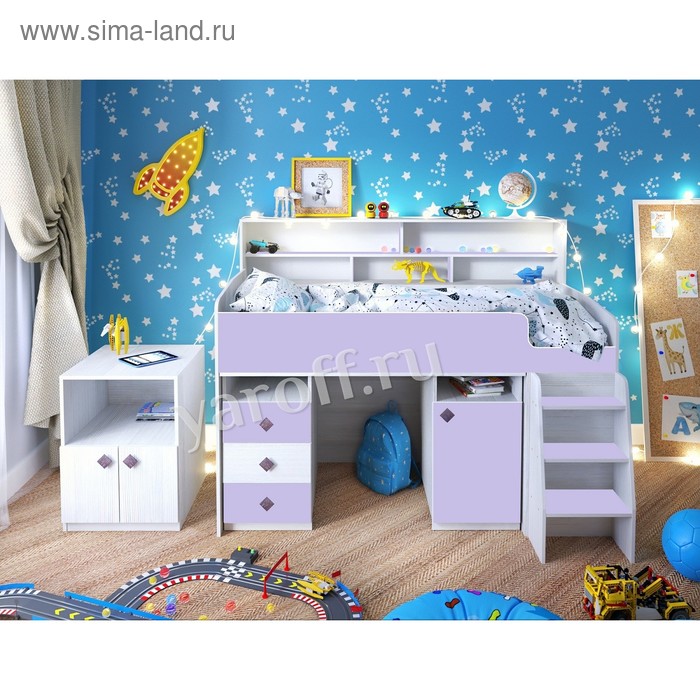 Кровать-чердак детская «Малыш-5», цвет винтерберг / ирис