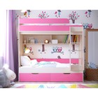 Детская двухъярусная кровать Юниор-5 дуб молочный/розовый  (артикул 4663967)  большой выбор товаров оптом и в розницу по низким ценам с доставкой