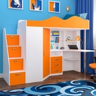 Кровать-чердак детская «Пионер», цвет белое дерево / оранжевый - Фото 1