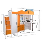 Кровать-чердак детская «Пионер», цвет белое дерево / лайм - Фото 2