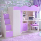 Кровать-чердак детская «Пионер», цвет дуб молочный / ирис - Фото 1