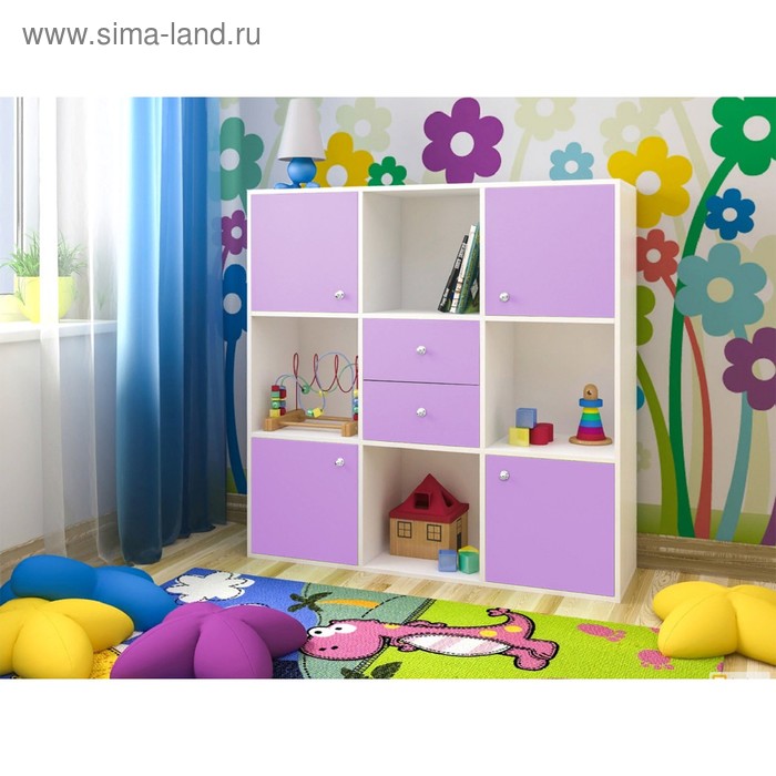 Стеллаж для детской комнаты Джери белое дерево/ирис