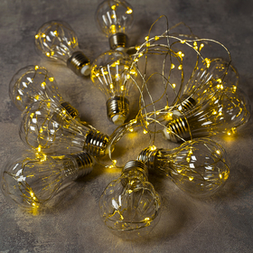 УЦЕНКА НИТЬ "Лампочки объемные" 10 шт, 100 LED-3.5V, адаптер в комплекте,  Т/БЕЛЫЙ 4698869