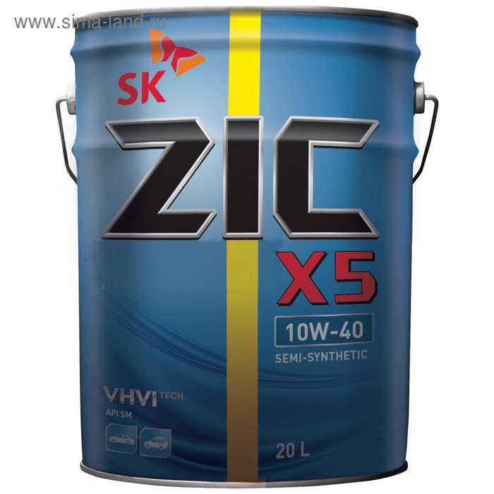 Масло моторное ZIC X5 10W-40, SN п/синтетическое, 20 л - Фото 1