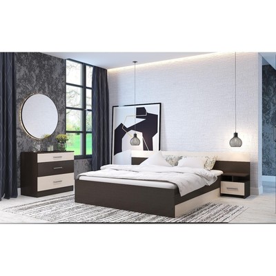 Спальный гарнитур «Леси», комплект 4 предметов, цвет венге/дуб молочный