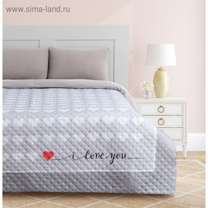 Покрывало "Этель" евро Love you, 200*210 см, микрофибра - Фото 1