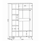 Шкаф 3-х створчатый Лофт 1300х550х2100 крафт золотой - фото 27781704