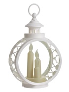 Светодиодные свечи в подсвечнике RISALUX «Трио», LED-ночник, белый, 9.7×16.5×25 см, батарейки AAA×2, свечение жёлтое 4543484