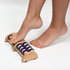 Массажёр деревянный, 16 колёс с шипами, синий, бежевый - Фото 6